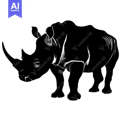 Popular premium asset: A Black Silhouette of a Rhino with a Horn