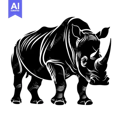 Popular premium asset: Black and White Illustration of a Rhinoceros