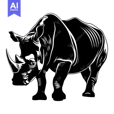 Popular premium asset: Black and White Silhouette of a Rhinoceros