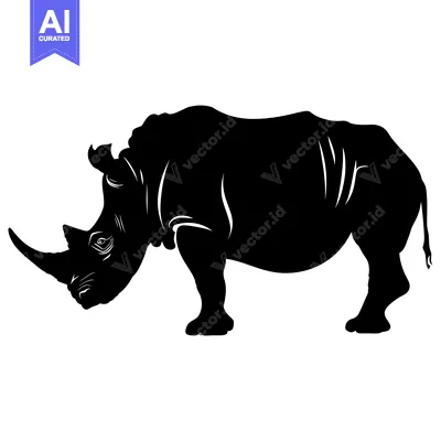 Premium design asset: Black Silhouette of a Rhino