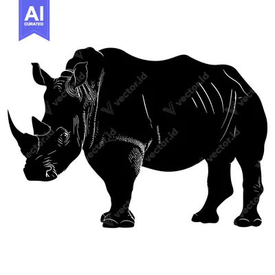 Aset premium populer: Black and White Silhouette of a Rhinoceros