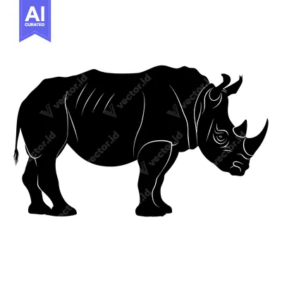 A Black and White Silhouette of a Rhinoceros