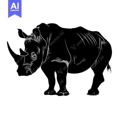 Aset premium populer: Black and White Silhouette of a Rhinoceros