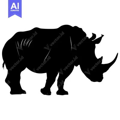 Aset premium populer: Black Silhouette of a Rhinoceros