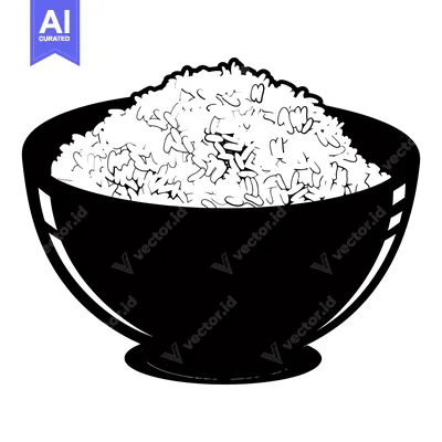 Premium design asset: A Black and White Illustration of a Bowl of Rice