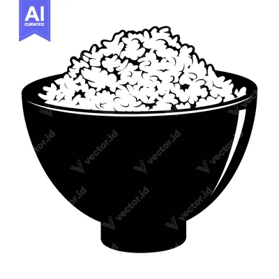 Premium design asset: A Black and White Illustration of a Bowl of Rice
