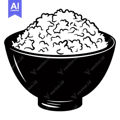 Popular premium asset: A black and white illustration of a bowl of rice