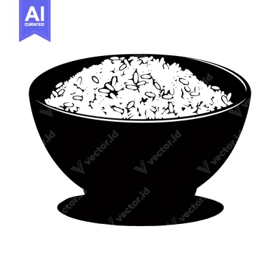 Popular premium asset: Black and White Silhouette of a Bowl of Rice