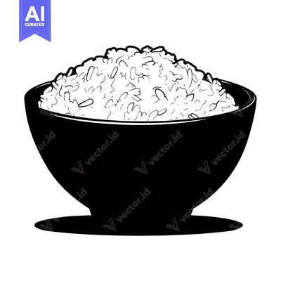 Popular premium asset: Black and White Illustration of a Bowl of Rice