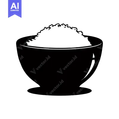 Popular premium asset: A Black and White Illustration of a Bowl of Rice
