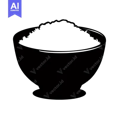 Aset premium populer: A Black and White Illustration of Rice in a Bowl