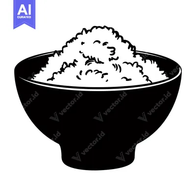 Aset premium populer: Black and White Illustration of a Bowl of Rice