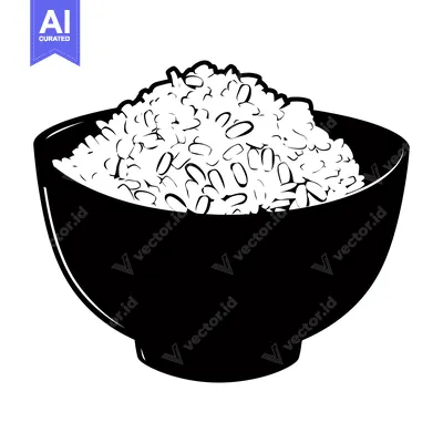 Aset premium populer: Black and White Illustration of a Bowl of Rice