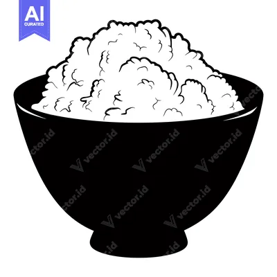 Aset premium populer: Black and White Illustration of a Bowl of Rice