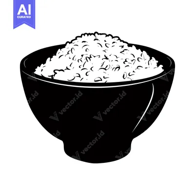 Aset premium populer: Black and White Illustration of a Bowl of Rice