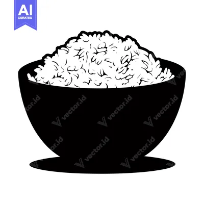 Black and White Silhouette of a Bowl of Rice
