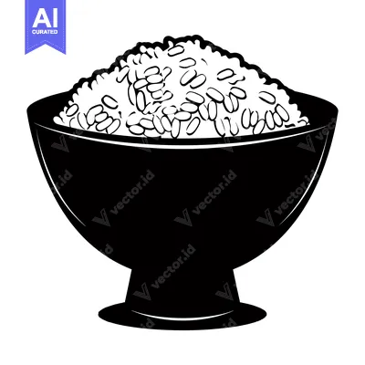 Aset premium populer: Black and White Illustration of a Bowl of Rice