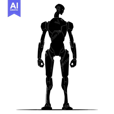 Aset premium populer: Black Silhouette of a Futuristic Robot