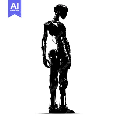 Aset premium populer: Silhouette of a Standing, Detailed, Humanoid Robot