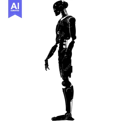 Aset desain premium: Silhouette of a Mechanical Humanoid Robot
