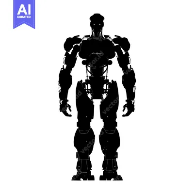 Aset desain premium: Silhouette of a humanoid robot with intricate mechanical details