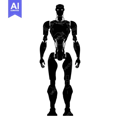 Aset premium populer: Silhouette of a Futuristic Humanoid Robot