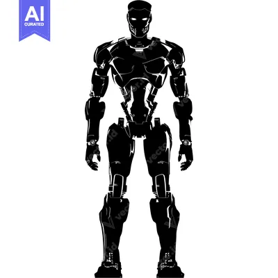 Aset premium populer: Silhouette of a Standing Humanoid Robot