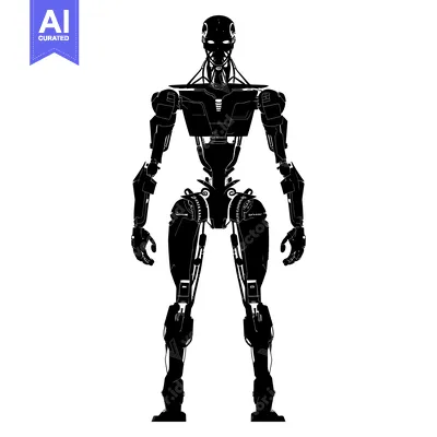 Premium design asset: Silhouette of a Futuristic Robot Standing Tall