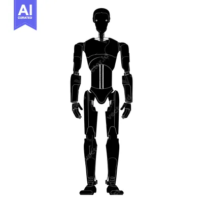 Aset desain premium: Silhouette of a humanoid robot with visible robotic joints
