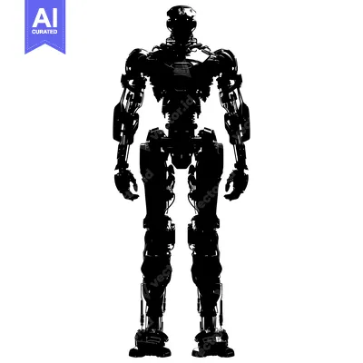 Premium design asset: Silhouette of a Detailed Futuristic Robot