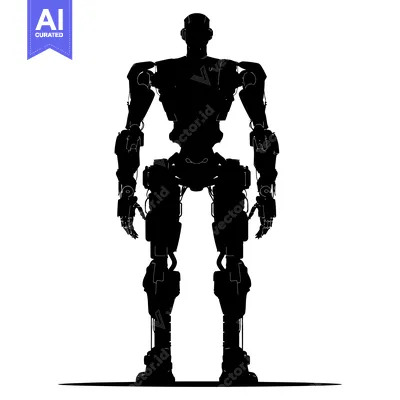 Aset premium populer: Silhouette of a Standing Robotic Figure