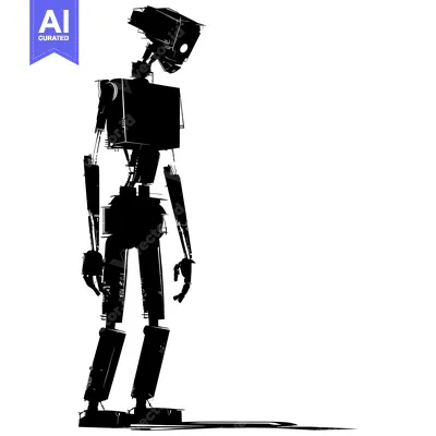 Aset premium populer: A Black and White Silhouette of a Robot in a Standing Position