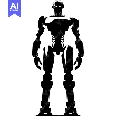 Aset desain premium: Silhouette of a humanoid robot standing upright