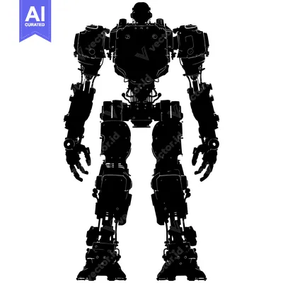 Premium design asset: A Silhouette of a  Futuristic, Heavily-Armed Robot