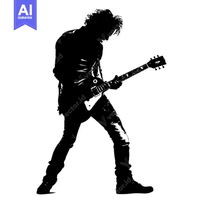 Popular premium asset: Silhouette of a Rock Guitarist Playing an Electric Guitar