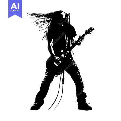 Popular premium asset: Silhouette of a Rock Musician Performing with a Guitar