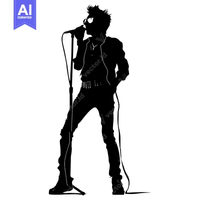 Aset premium populer: Silhouette of a Man Singing into a Microphone