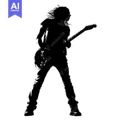 Popular premium asset: Silhouette of a Person Playing an Electric Guitar