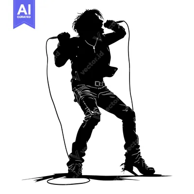 Silhouette of a Male Singer Performing on Stage