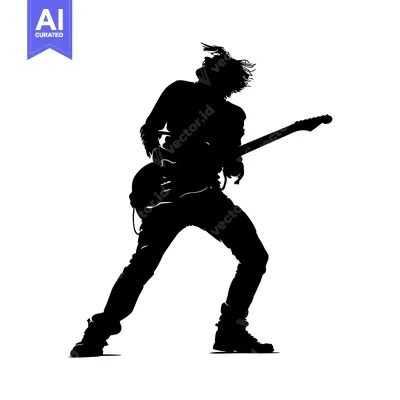 Premium design asset: Silhouette of a Musician Playing an Electric Guitar
