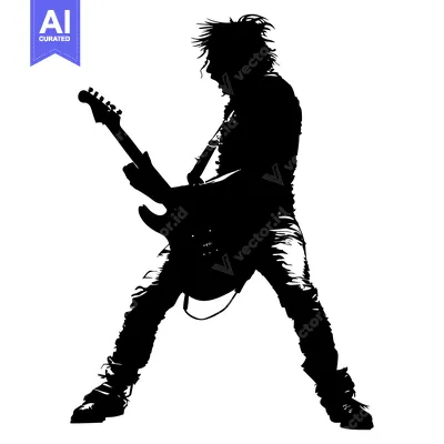 Popular premium asset: Silhouette of a Rock Musician Playing an Electric Guitar