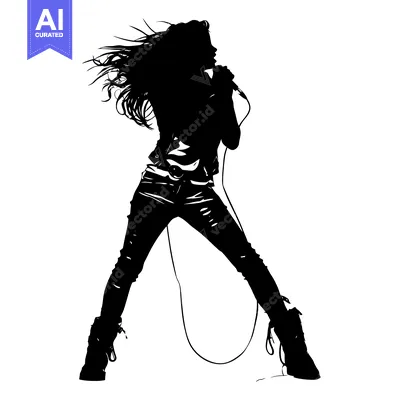 Silhouette of a Female Rock Singer Performing on Stage