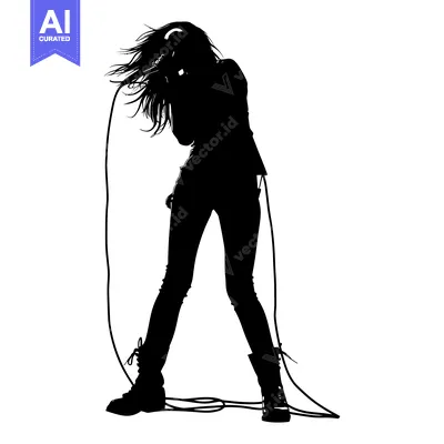 Popular premium asset: Silhouette of a Female Musician Singing into a Microphone