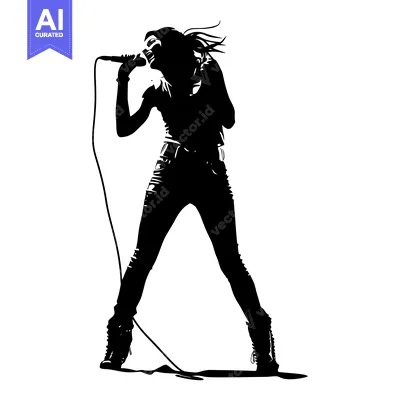 Aset premium populer: Silhouette of a Woman Singing into a Microphone
