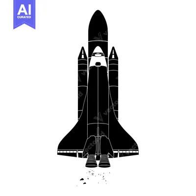 Popular premium asset: Black and White Silhouette of a Space Shuttle Taking Off