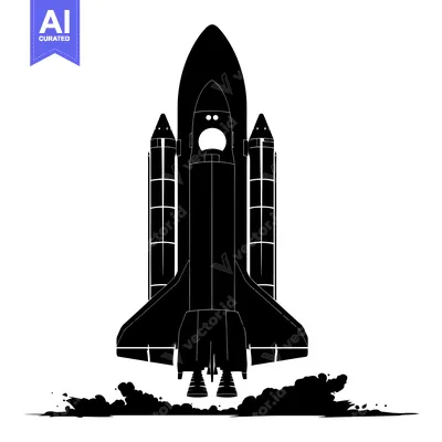 Black and White Silhouette of a Space Shuttle Taking Off