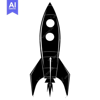 Popular premium asset: Black and White Silhouette of a Rocket Taking Off