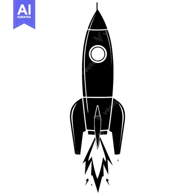 Black and White Silhouette of a Rocket Launching