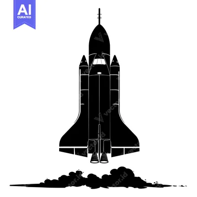 Black and White Silhouette of a Space Shuttle Taking Off