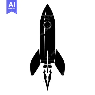Aset premium populer: Black and White Silhouette of a Rocket Taking Off